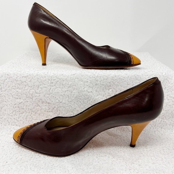 Andrew Gellar made in Italy brown and mustard yellow pumps. Size 7.5 women’s - Picture 7 of 16